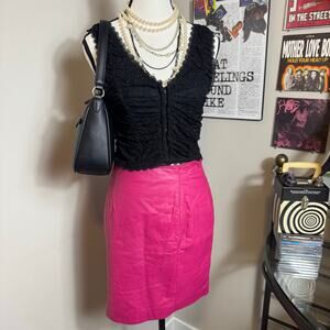 VTG Wilsons Pink Leather Skirt